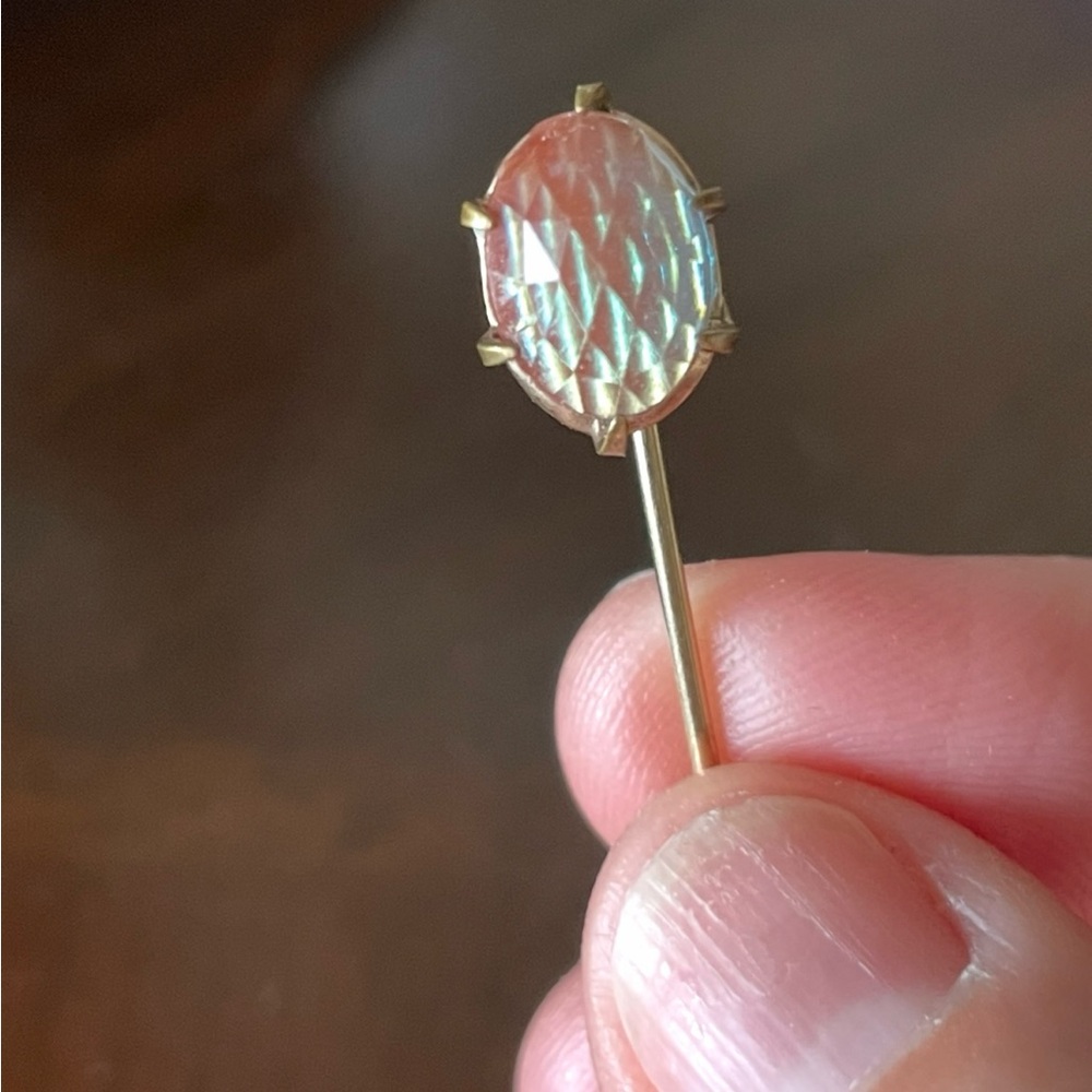 Victorian RARE  Saphiret Rare Faceted Antique lapel stick pin, gold plated